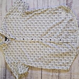 Adam Levine Collection White Pirate Ship Print Casual Shirt SZ Large